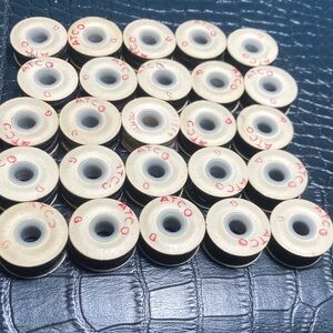 25 ATCO Style G BLACK Fiber Polyester Prewound Bobbins